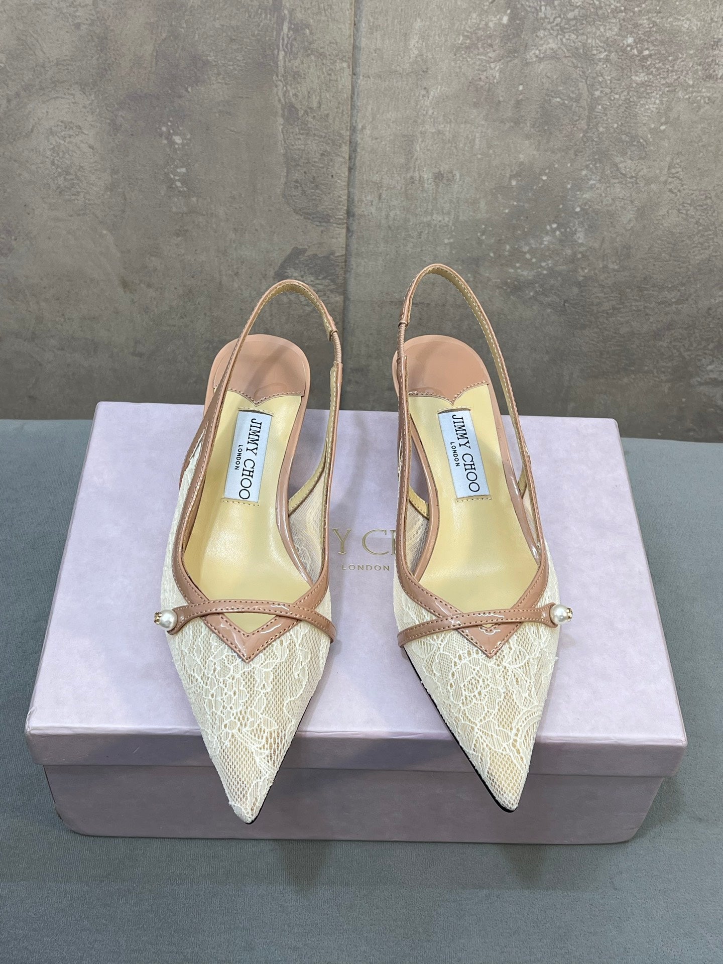 Jimmy 26 Amita Pump 45mm Beige Mesh 682975