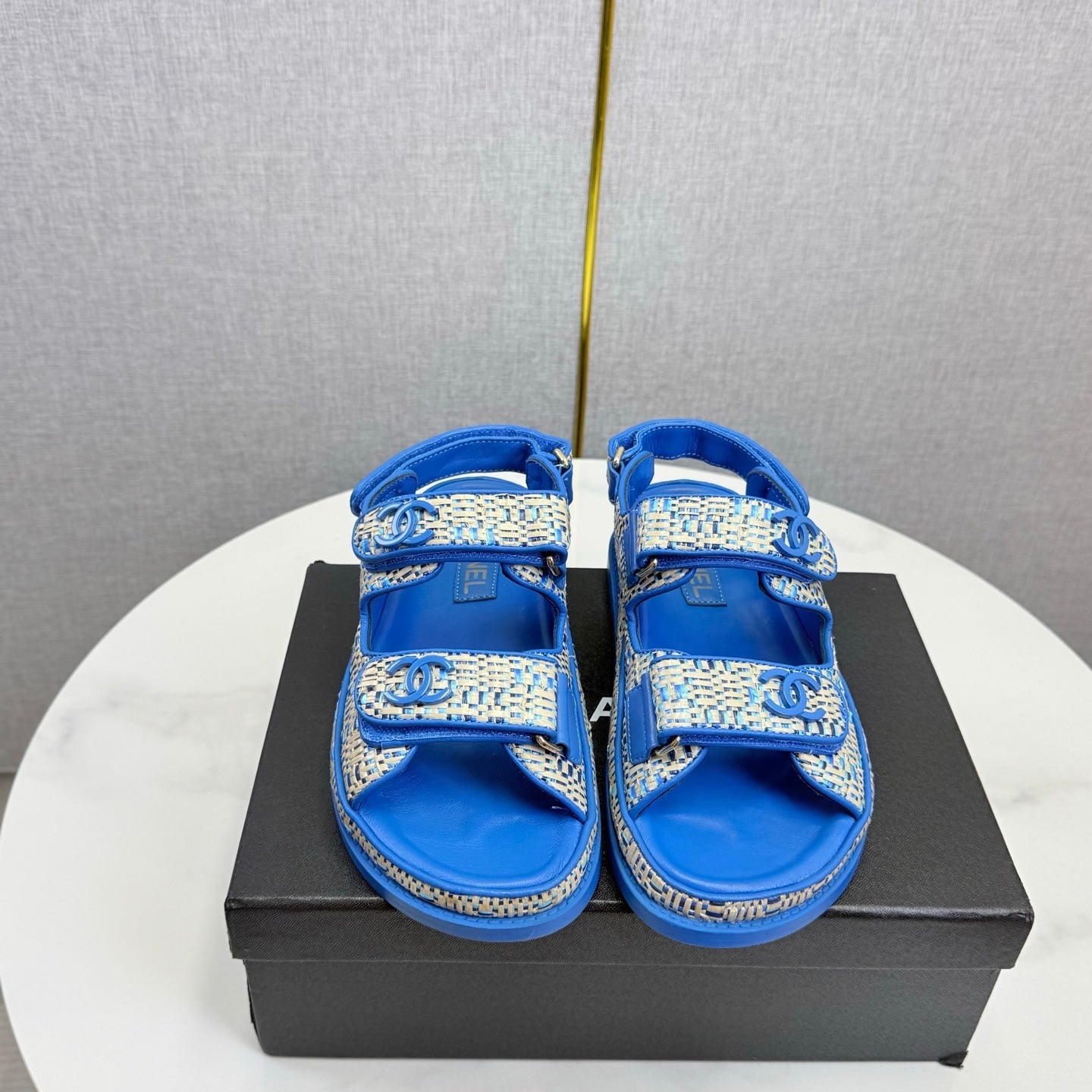 CC Dad Sandal Blue Cream Tweed Sheepskin 620122