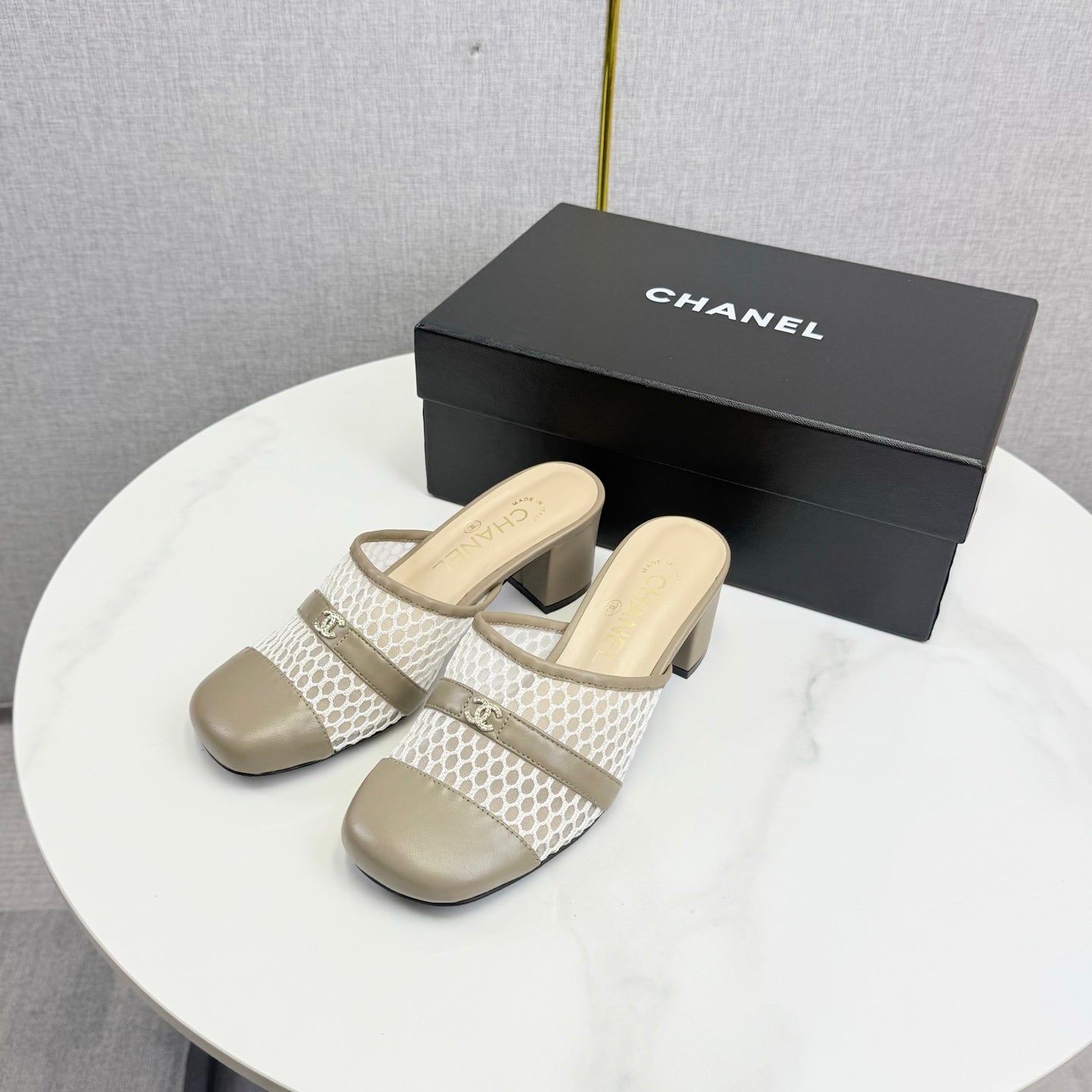 CC 26s Sandal 4.5cm Beige Mesh Sheepskin 639825