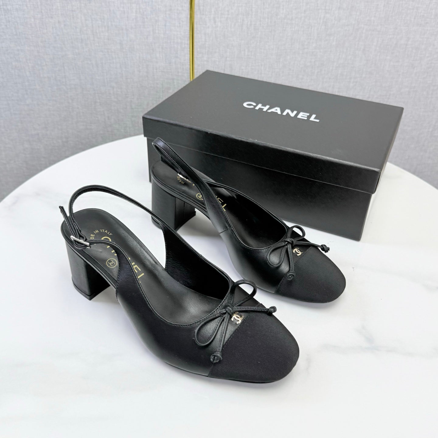 CC 26s Slingback Heels 45 Mm In Black Lambskin And Fabric