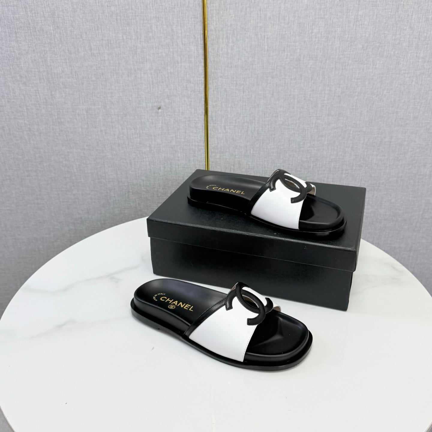 Chanel 26s Iconic CC Slides White Lambskin