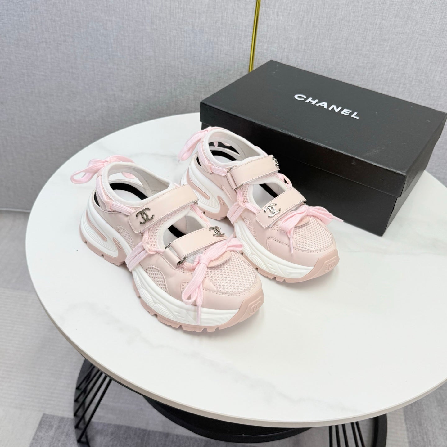 CC 26s Casual Sneakers Pink Leather Mesh 865831