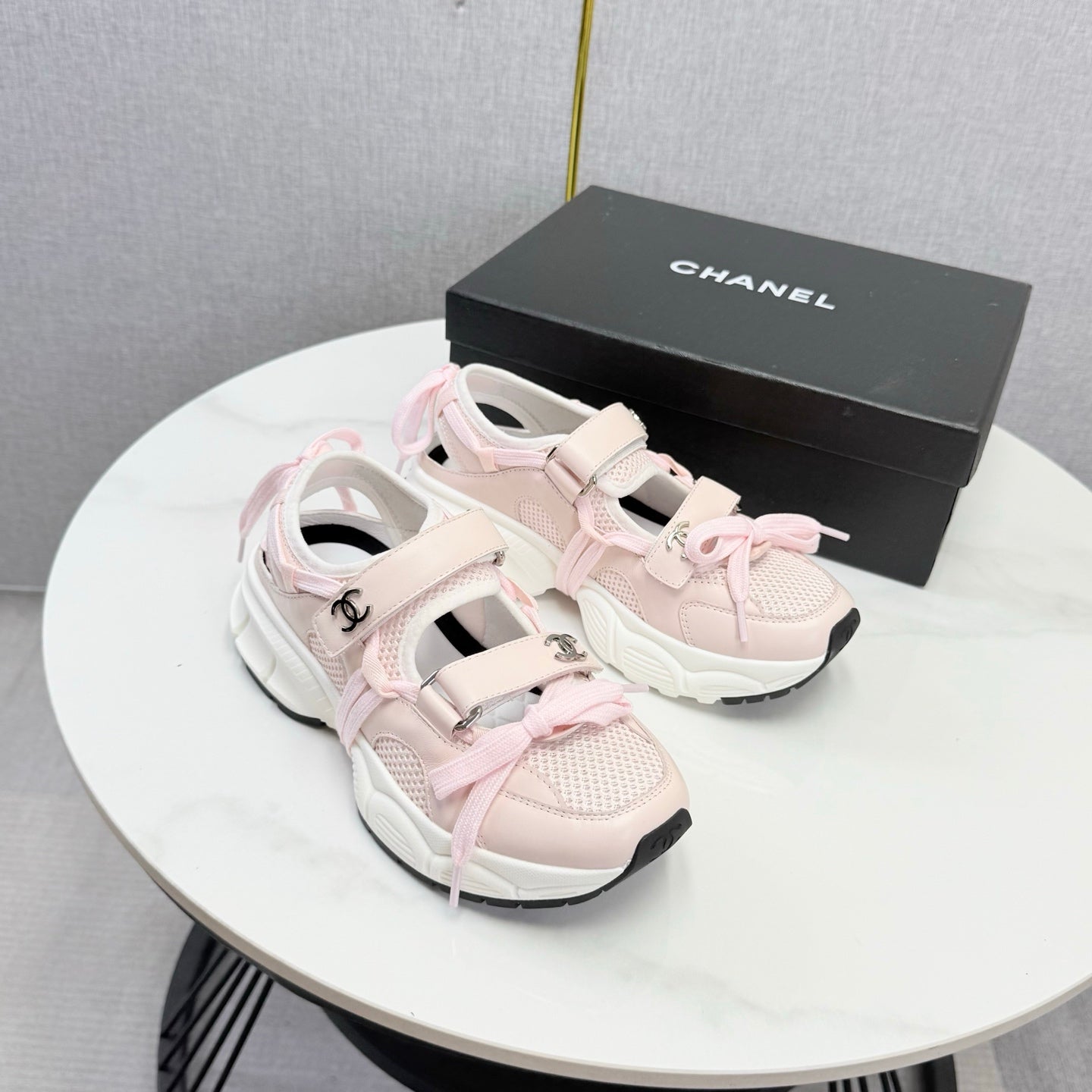 CC 26s Casual Sneakers White Light Pink Mesh Leather 865836