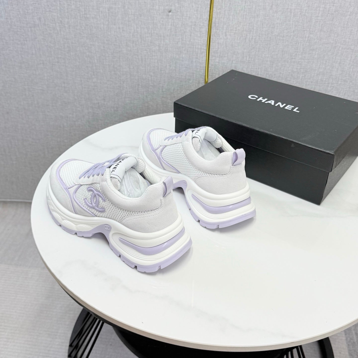 CC 26s Casual Sneakers White Light Pink Mesh Suede 865839