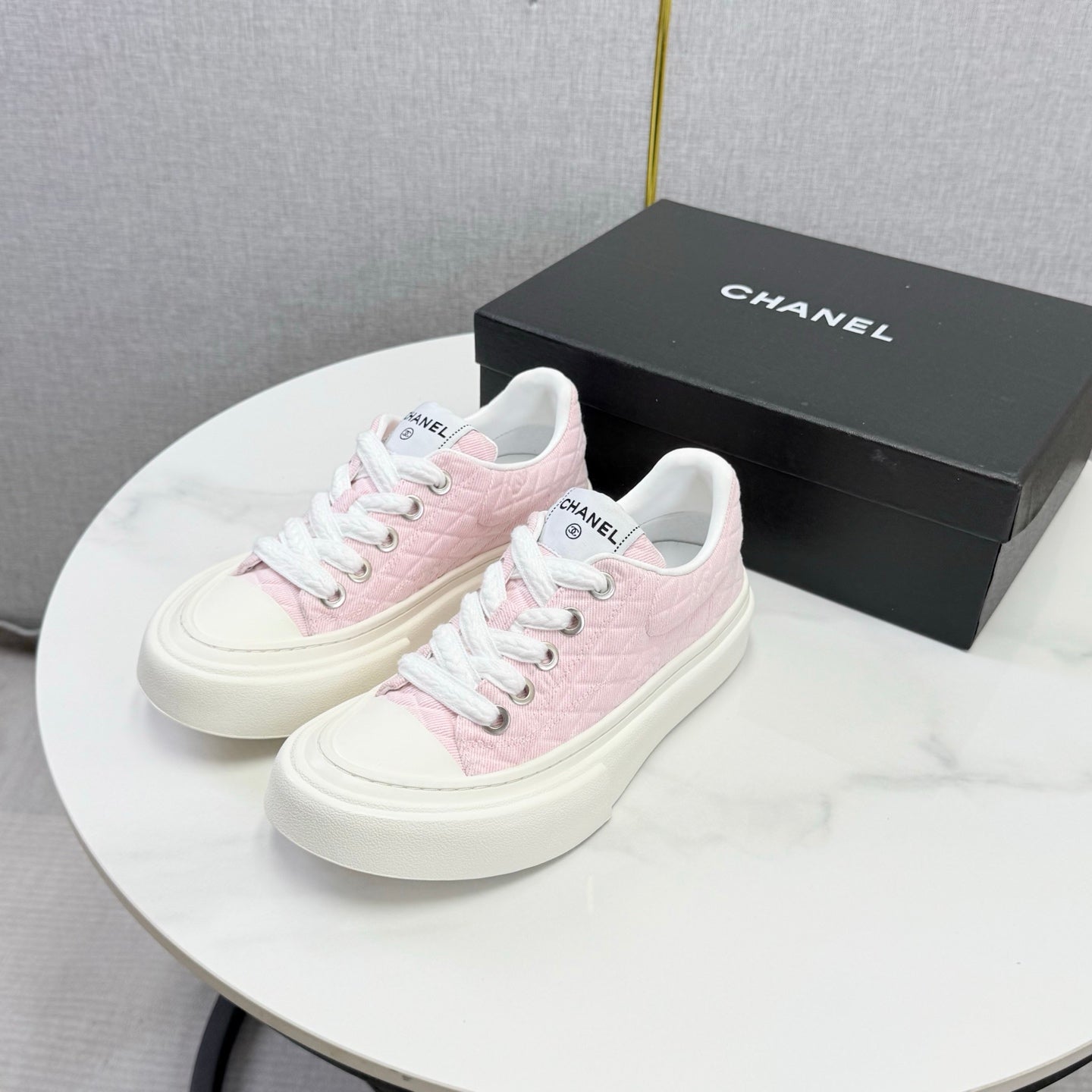 CC 26s Platform Sole Sneakers Light Pink Canvas 972900