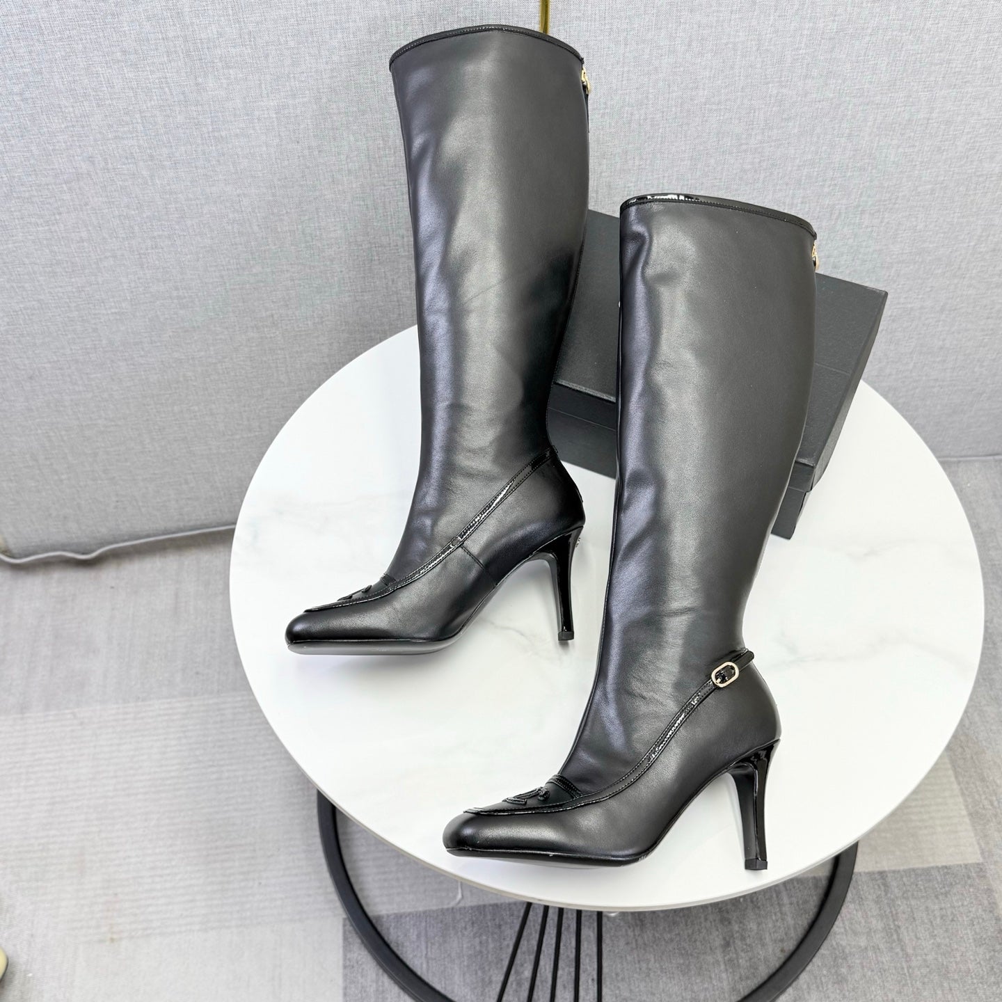 CC 26s Silhouette Long Boots Burgundy Black Sheepskin 972808