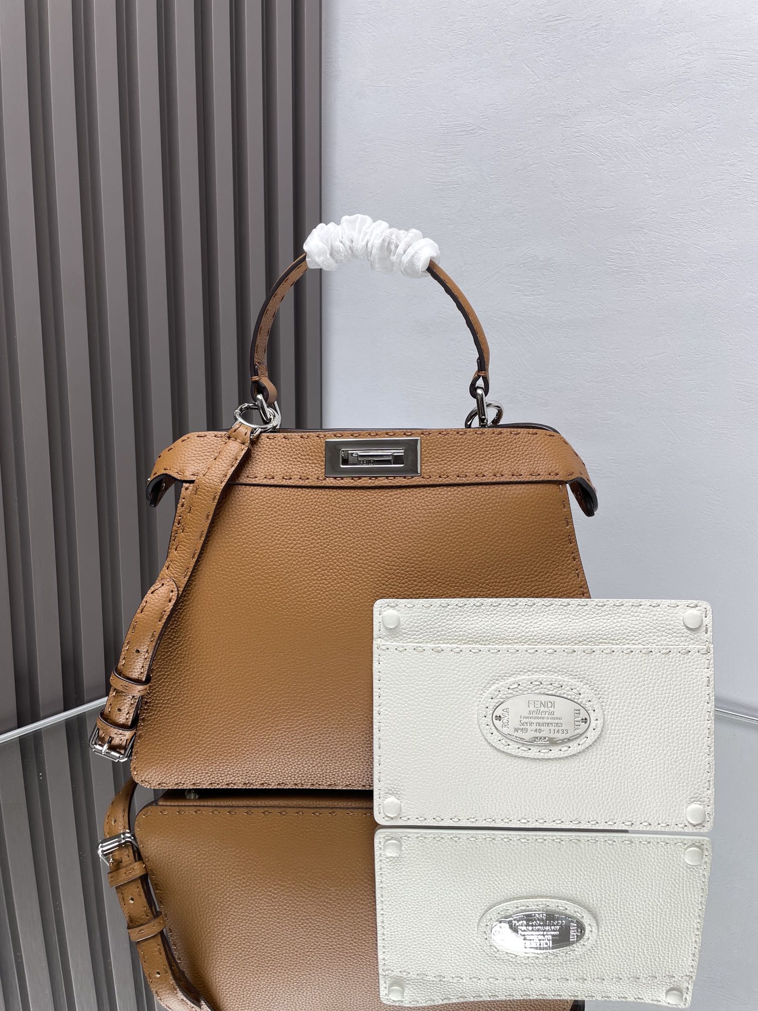 PEEKABOO MEDIUM 33 BROWN CALFSKIN SILVER HARDWARE