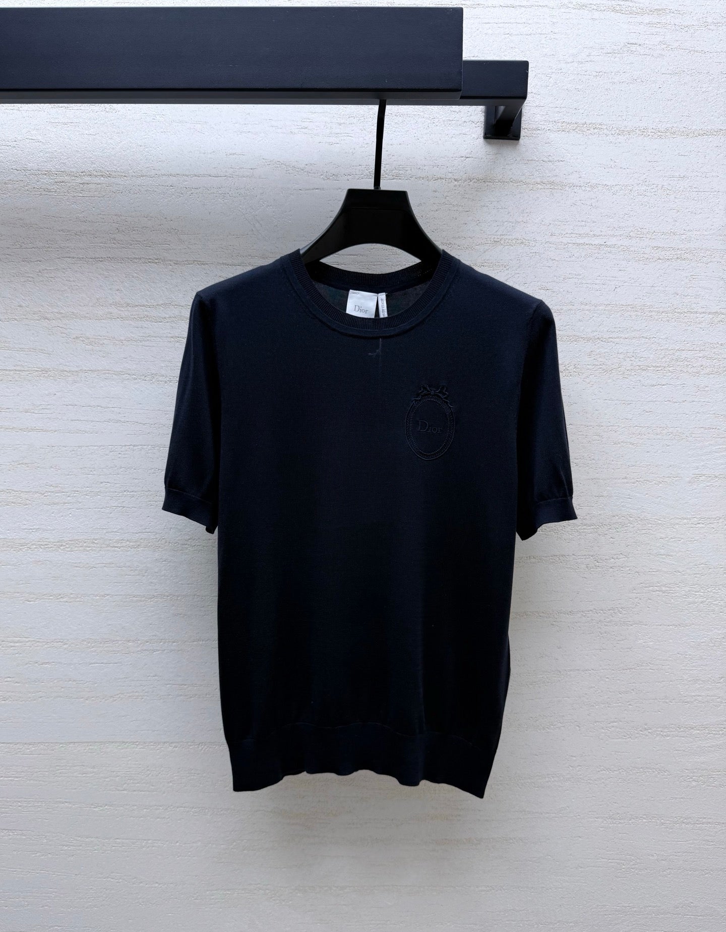 CD 26s Médaillon Short-Sleeved Sweater Navy Blue Cotton 398036