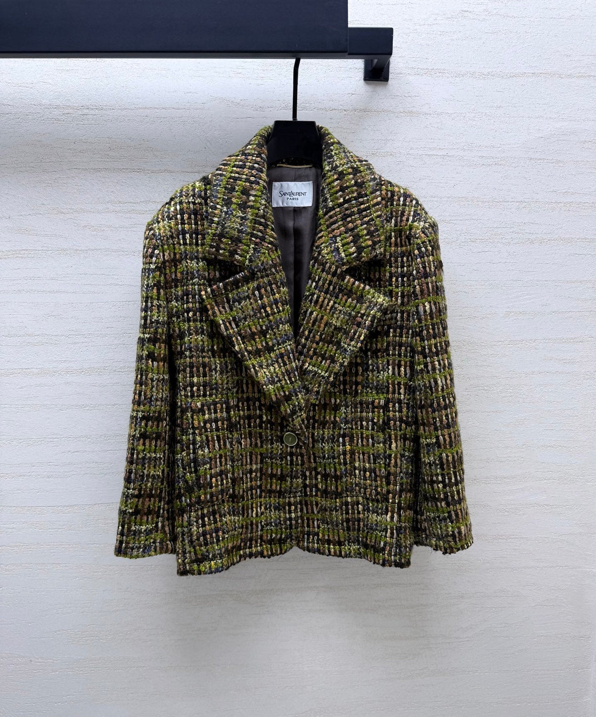 YSL 26s Tweed Jacket Green Wool Polyamide 432993