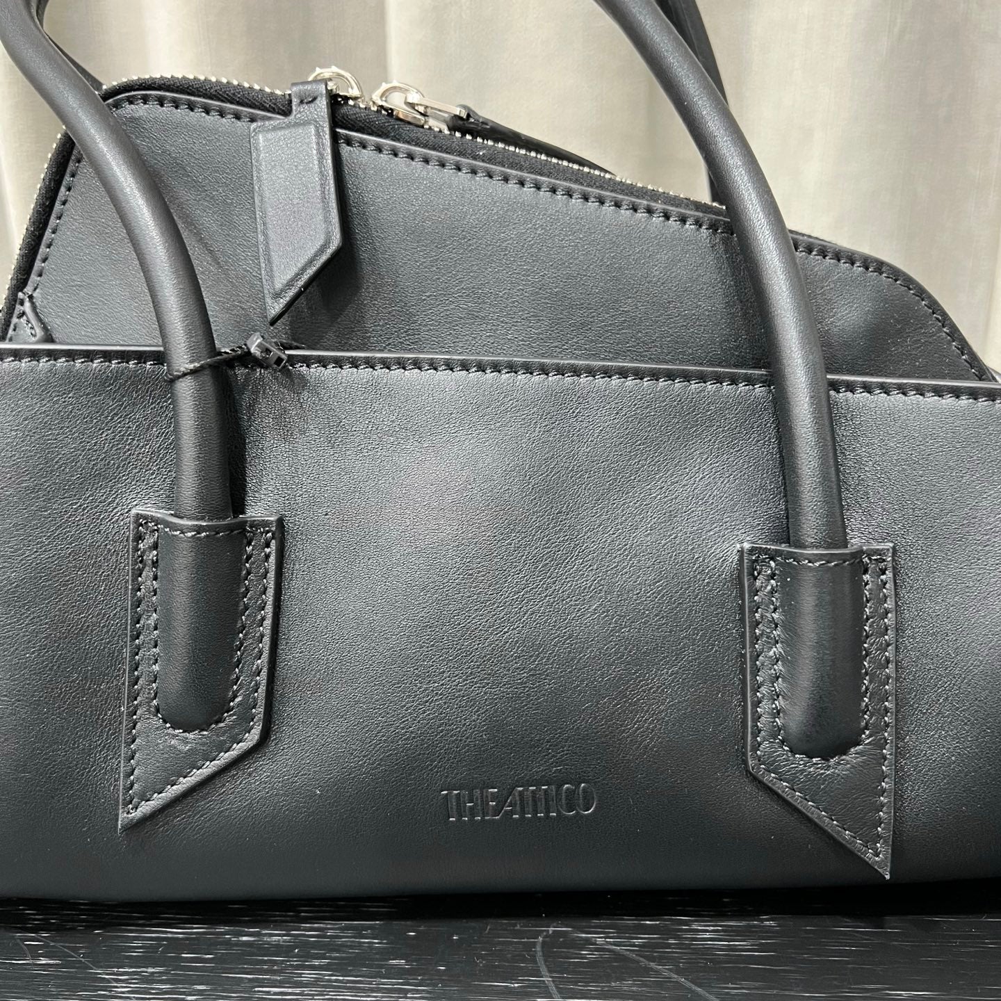 The Attico Small La Passaggiata Tote Bag Black Leather