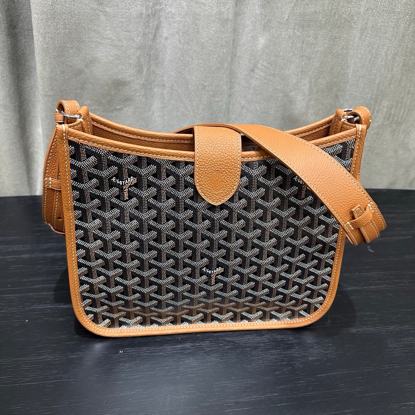 Goyard Musette Bag Black And Tan Canvas Leather