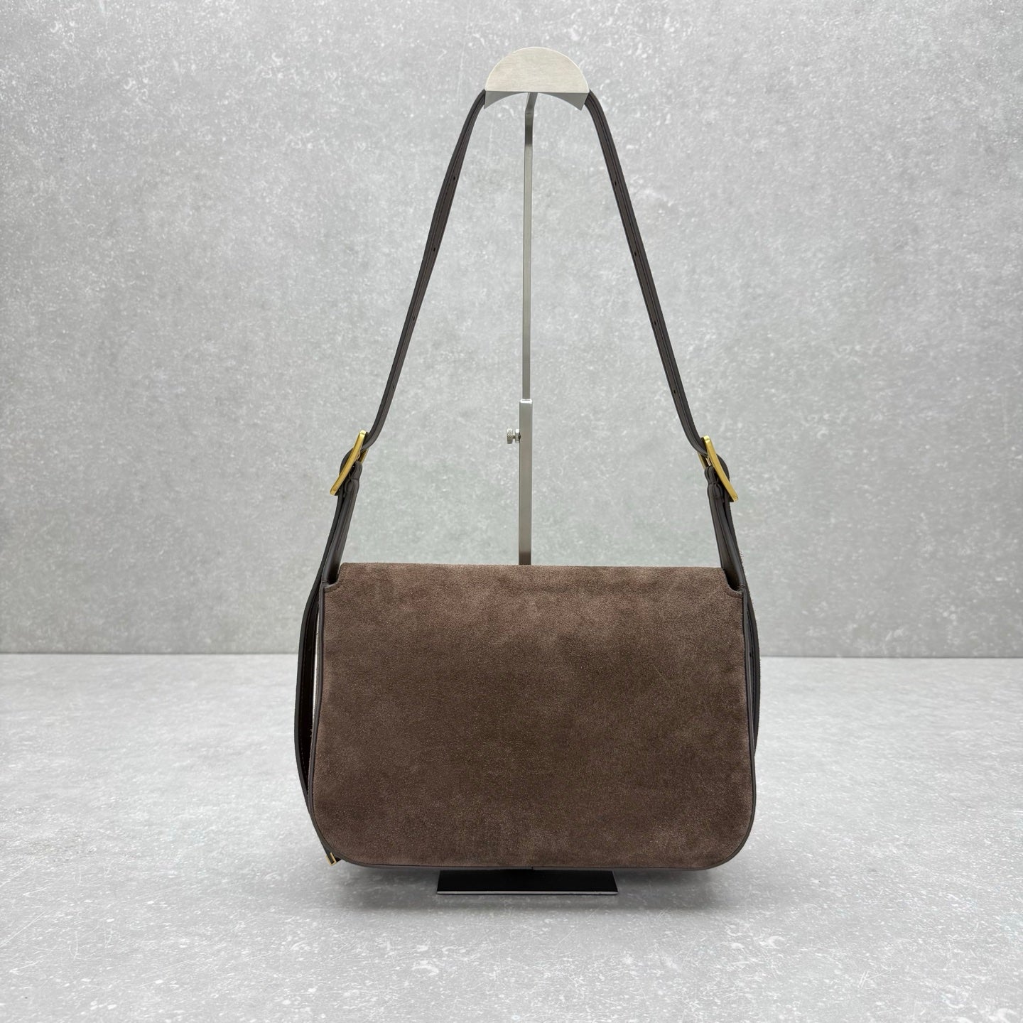 Clicca Shoulder Bag Medium Coffee Suede