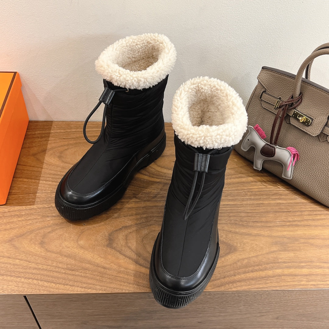 HM 26S Journey Botines 4cm Black Nylon Shearling 110578