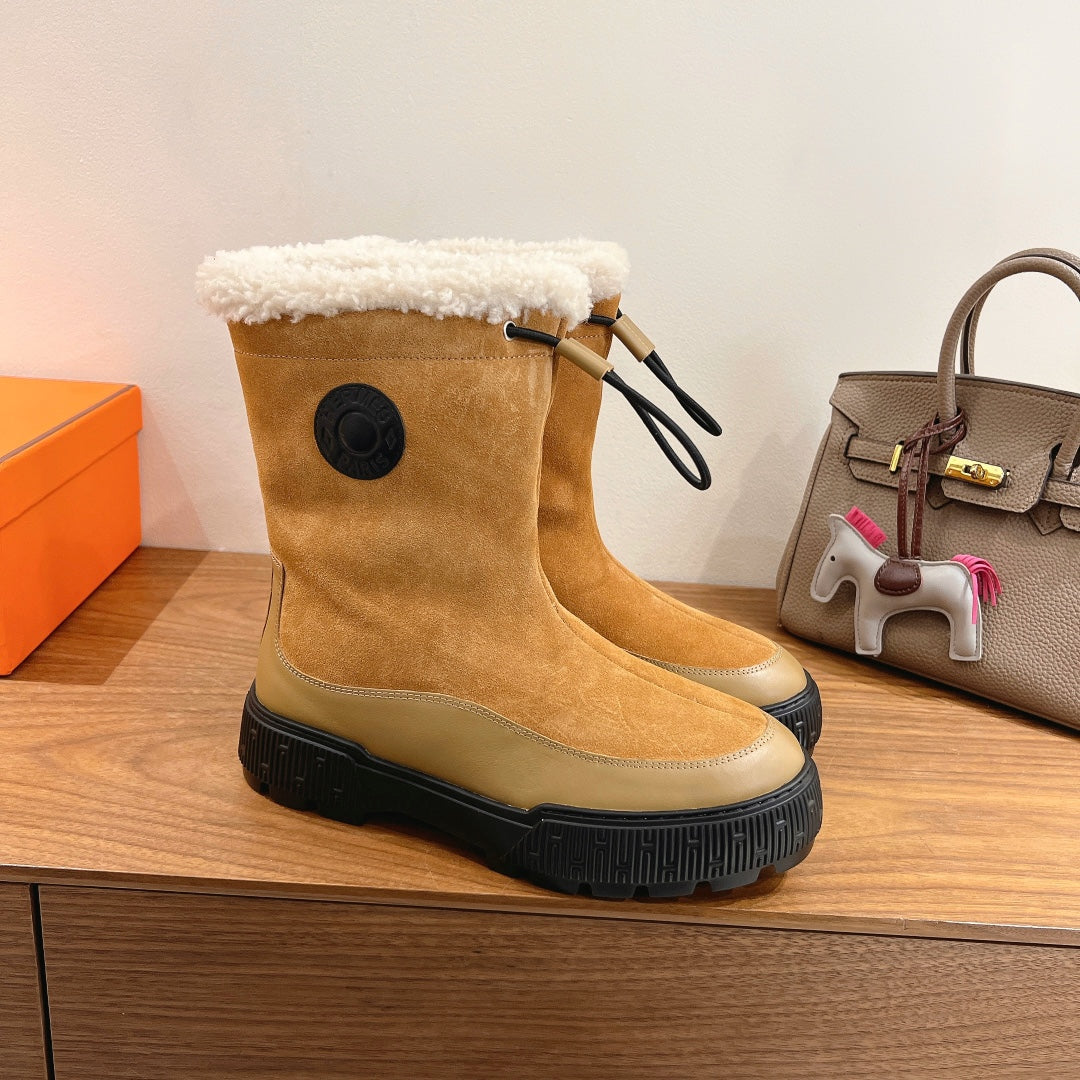 HM 26S Journey Botines 4cm Khaki Suede Shearling 110581