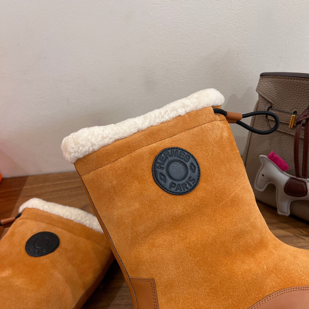 HM 26S Journey Botines 4cm Tan Suede Shearling 110583
