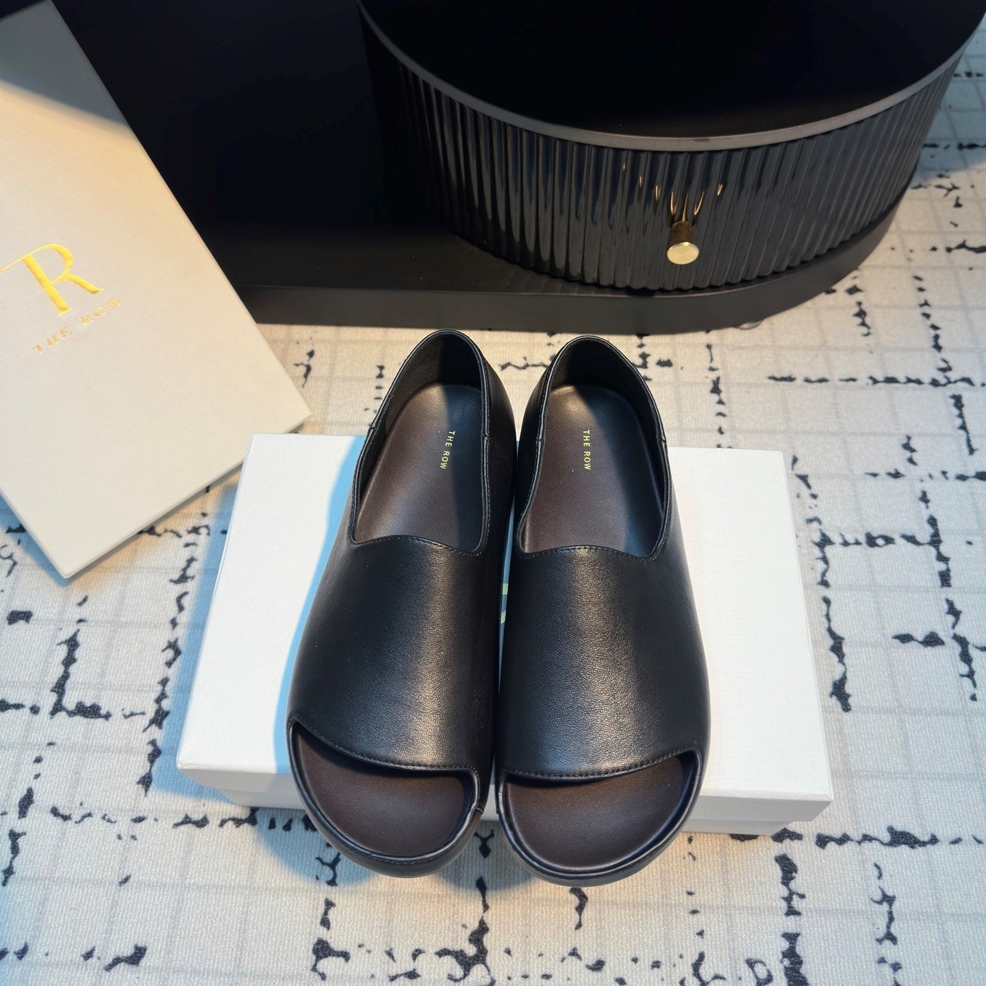 The Row Slide Mules Black Sheepskin 334356