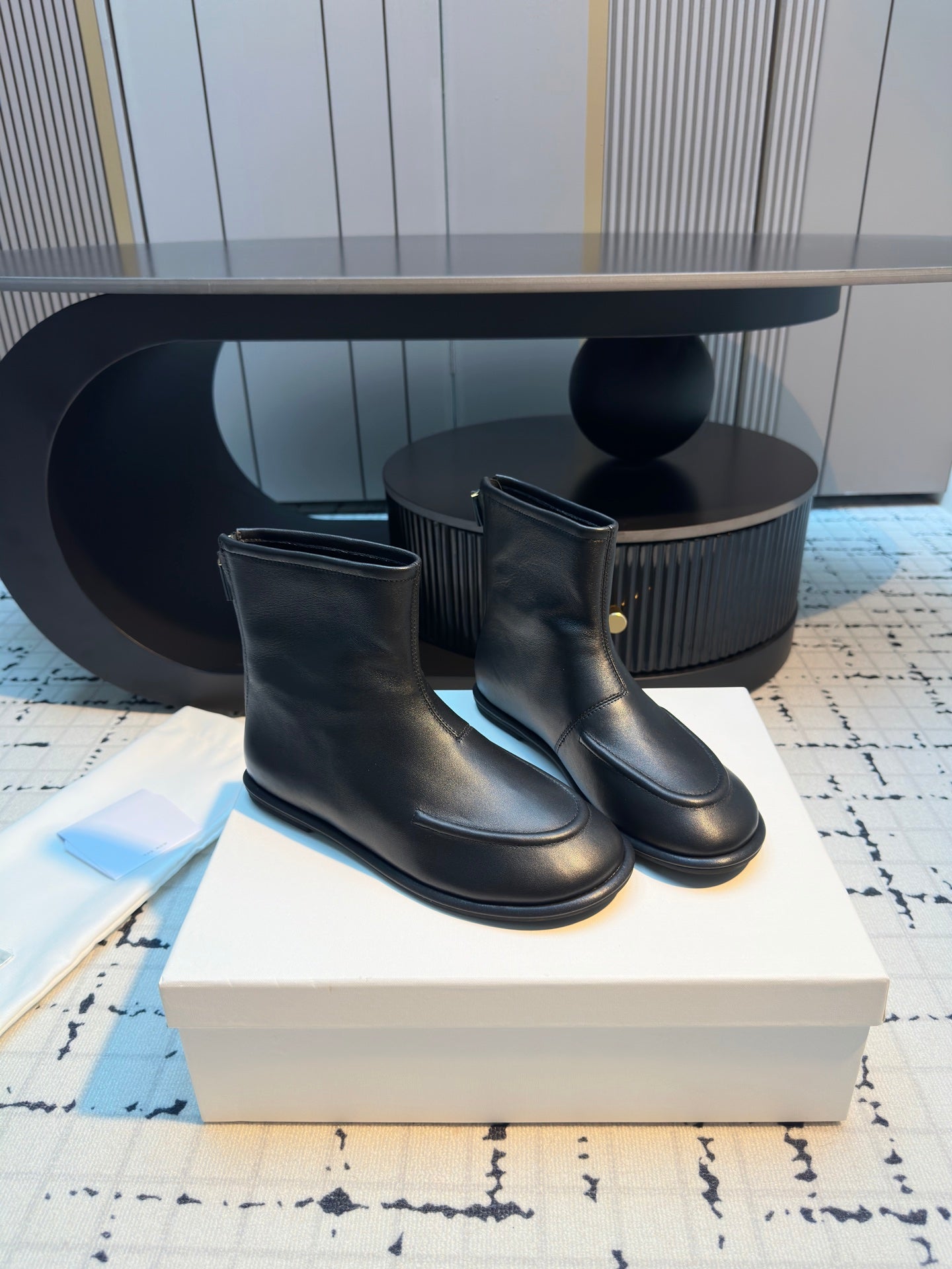 The Row Canal Ankle Boots 20mm Black Lambskin 429312