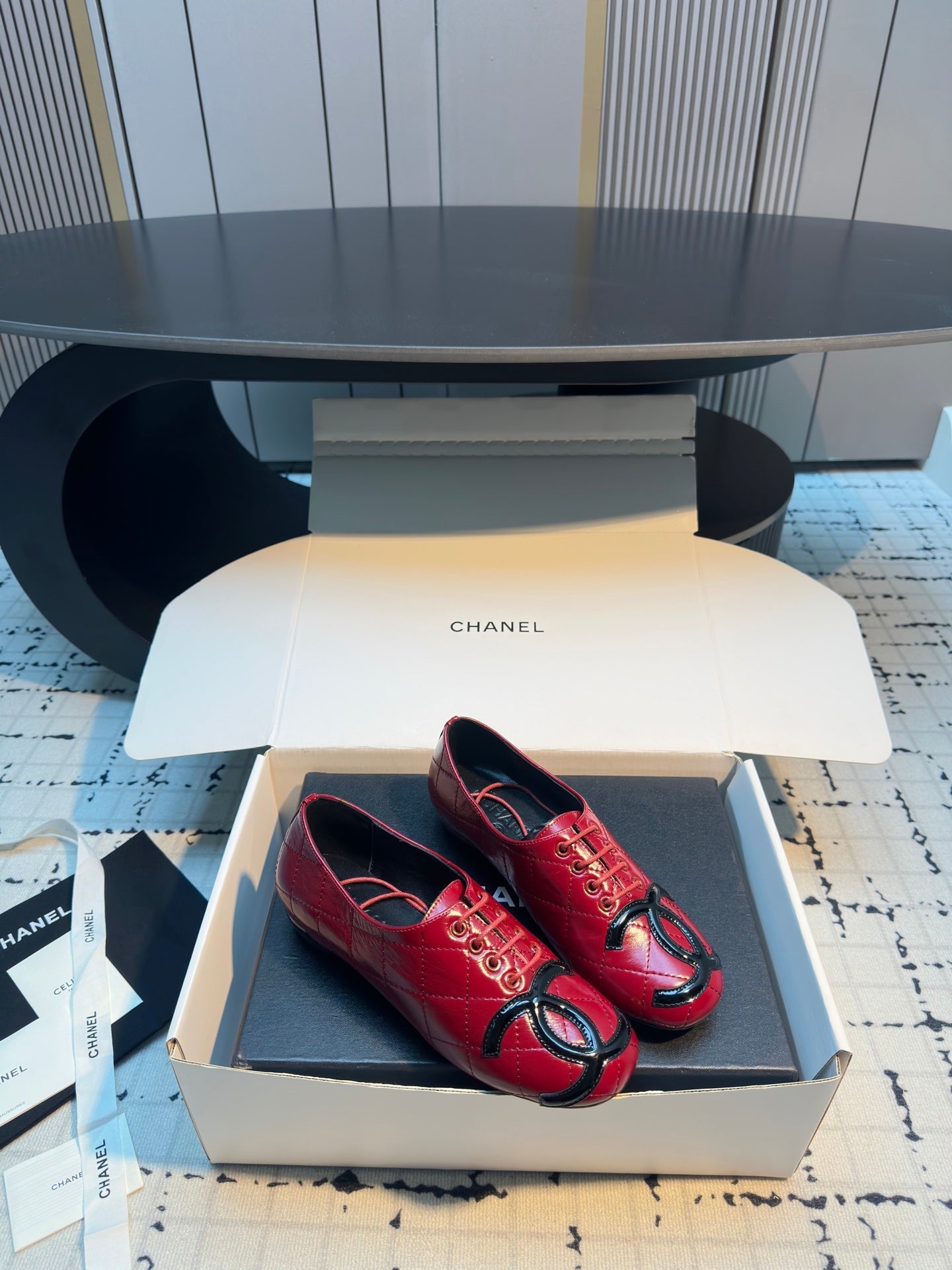 CC Cambon Ballet Shoes Red Cowhide 538142