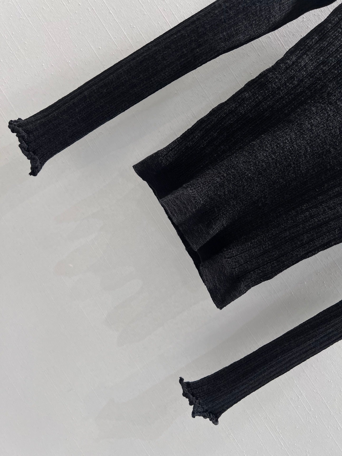 CC 26S Ribbed Knit Long-Sleeve Black Linen Cotton 349013