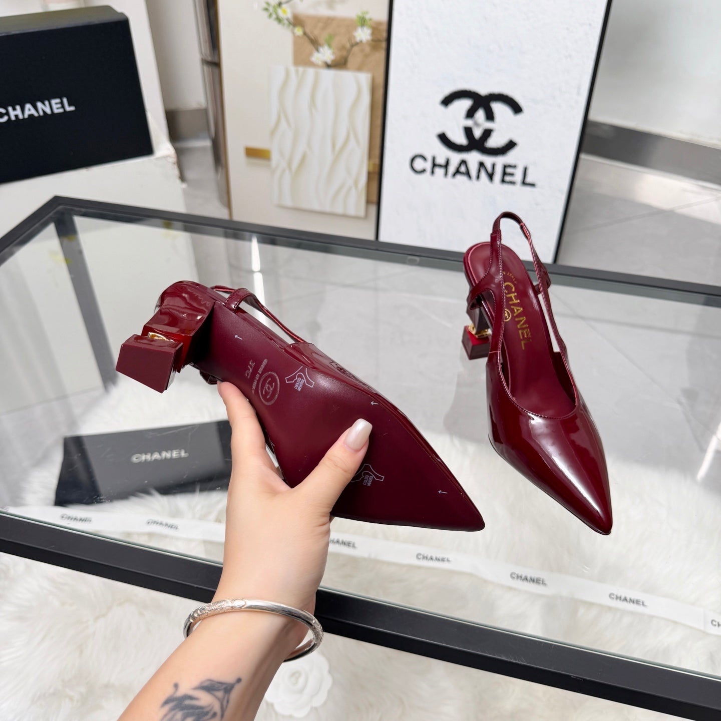 CC 26s Slingback 9cm Burgundy Patent Leather 872874