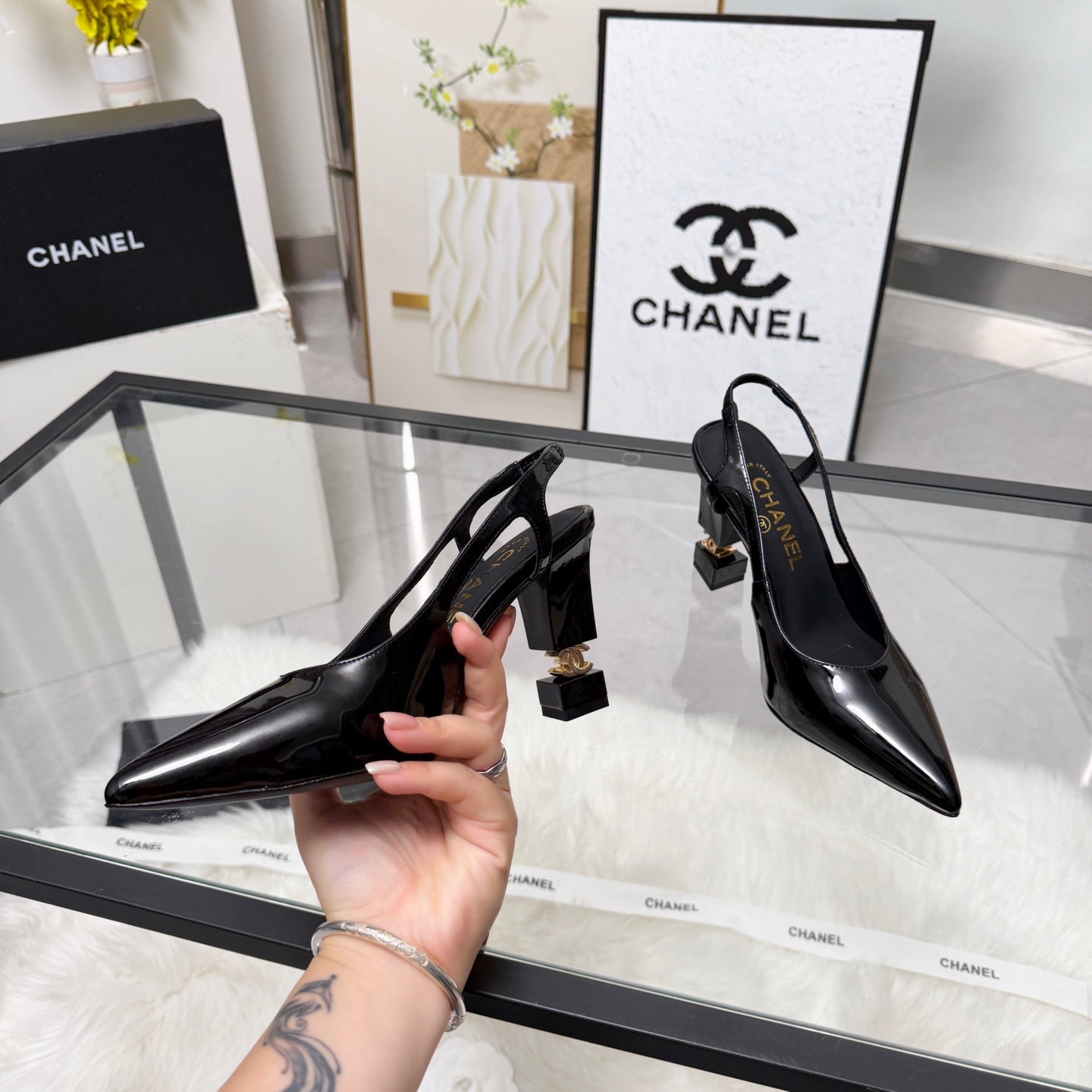 CC 26s Slingback 9cm Black Patent Leather 872875
