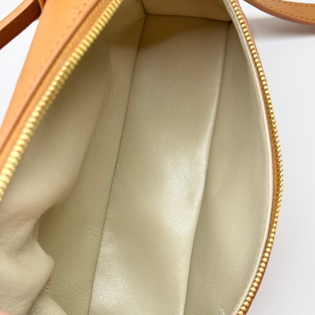 LP Extra Bag 19cm Ostrich Pattern Gold Calfskin Gold Hardware