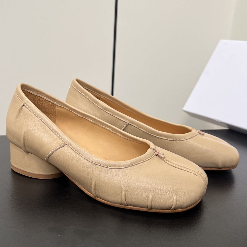 Maison Margiela Tabi Ballerina Heeled Pump Beige Sheepskin 542778
