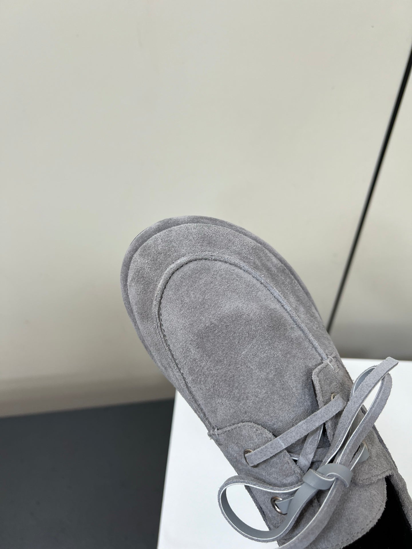 The Row Diana Loafer Light Grey Suede Calfskin 339997