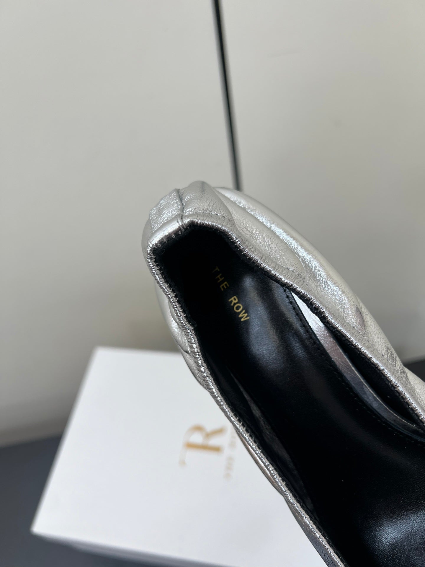 The Row Ava Gathered  Pumps 65mm Silver Metallic Calfskin 340011