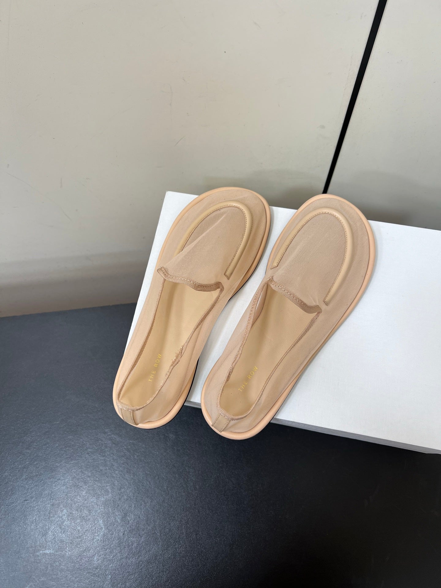 The Row Loafer Beige Mesh And Sheepskin 340015