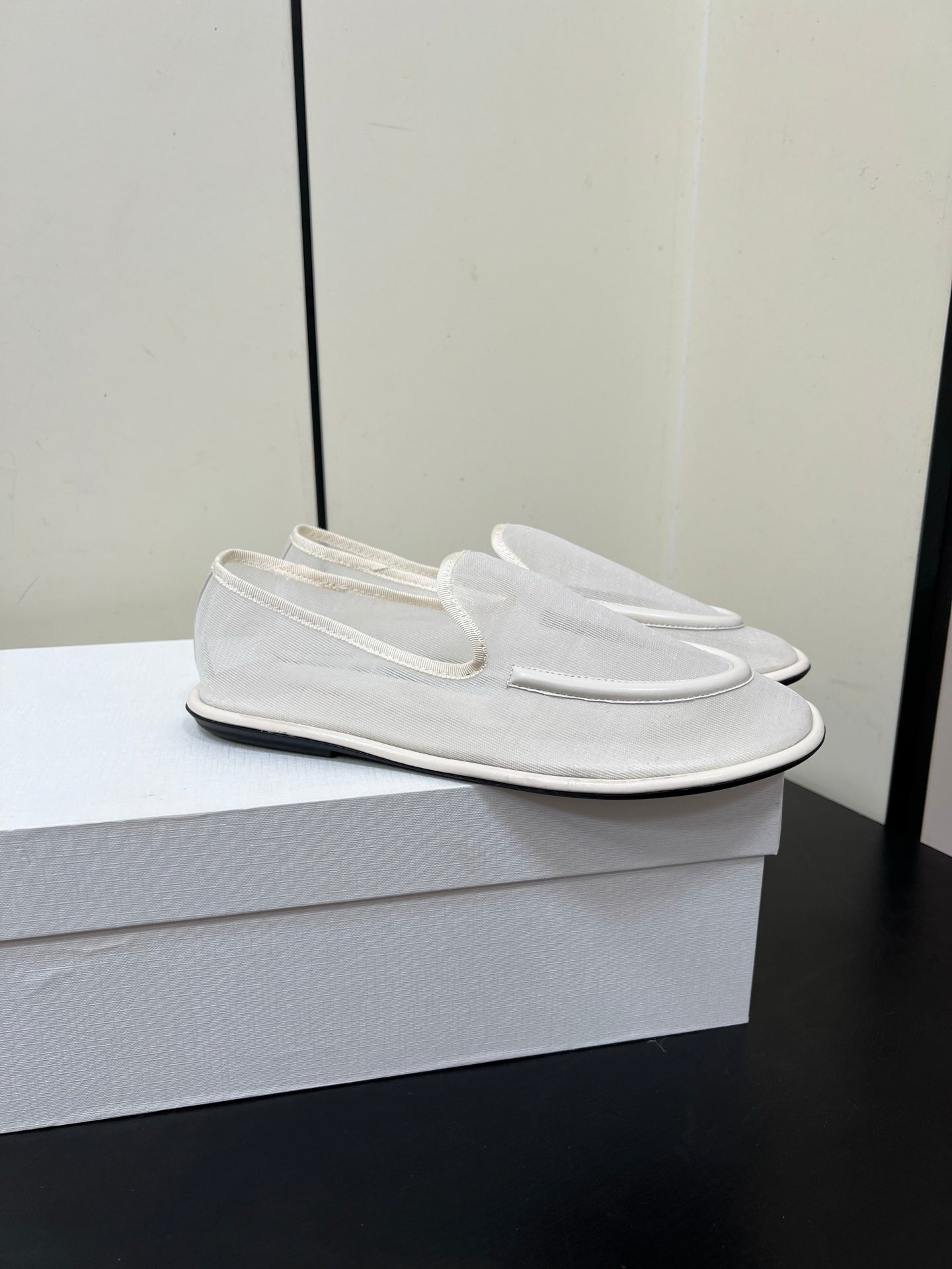 The Row Loafer White Mesh And Sheepskin 340016