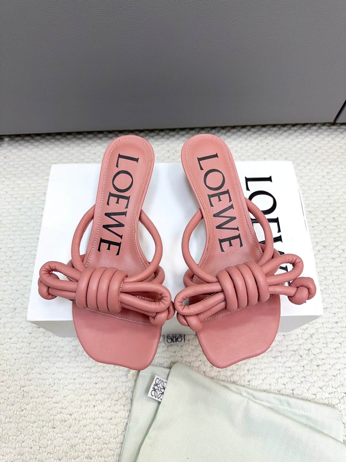 Loewe Flamenco Knot Muted Pink Sheepskin 664830