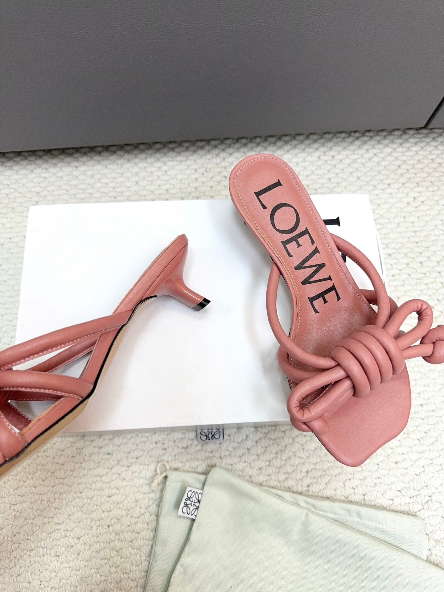 Loewe Flamenco Knot Muted Pink Sheepskin 664830