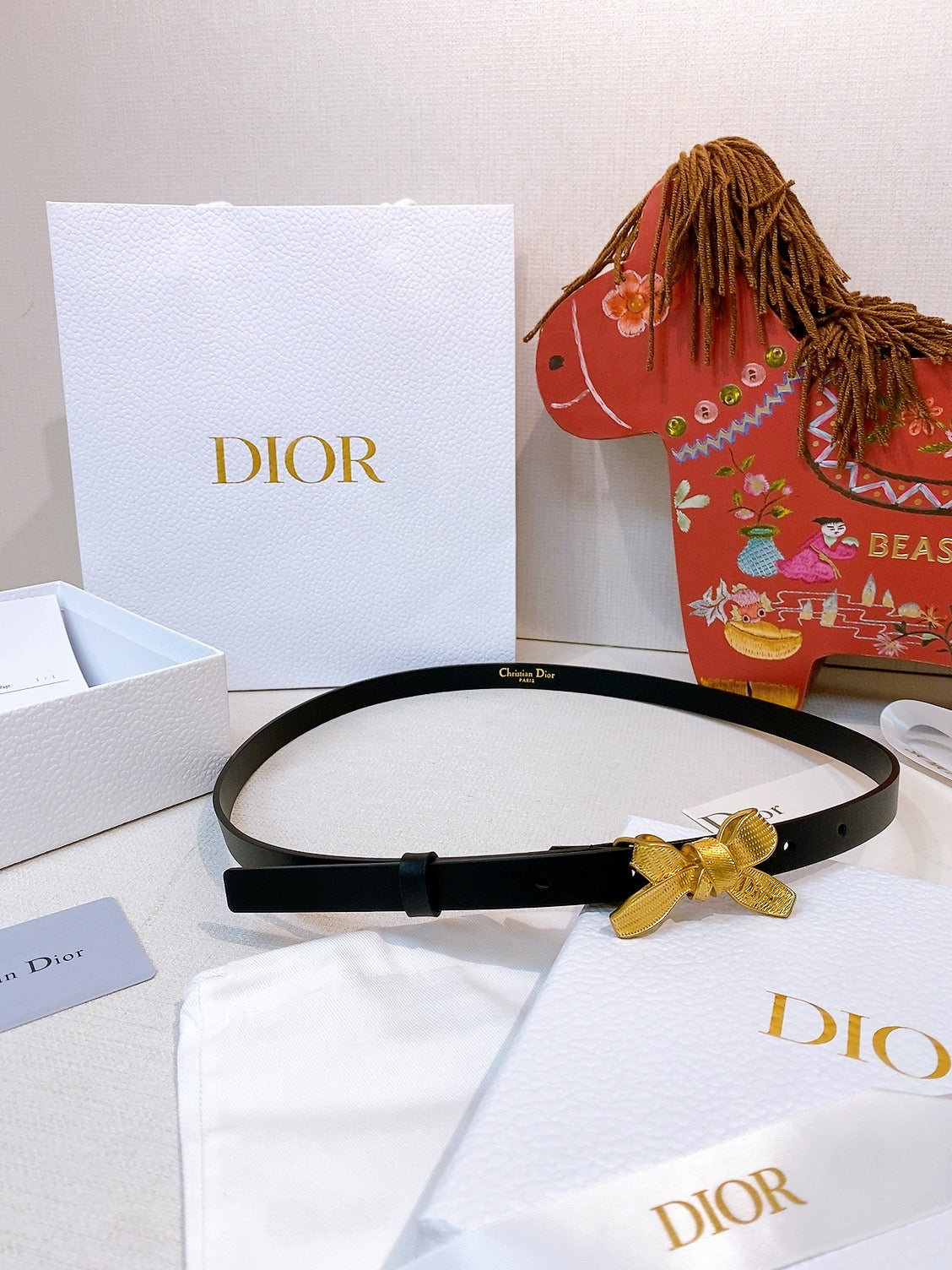 CD Diorissimo Bow Belt 1.5cm Leather 211670