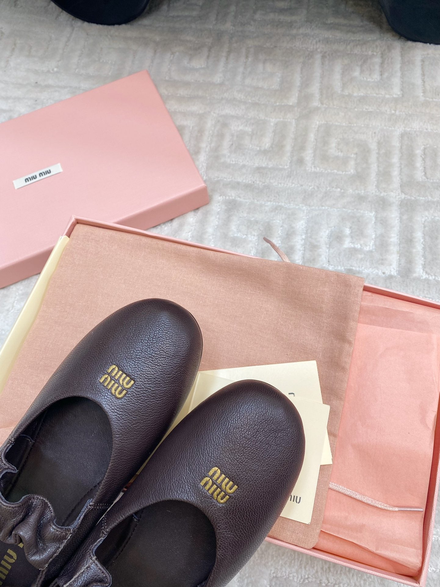 Miu Mary Jane Flats In Espresso Smooth Lambskin
