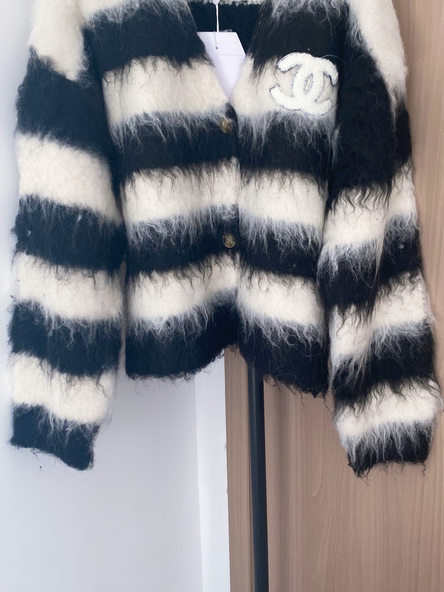 Chanel 2025 Cardigan Black mix White Wool