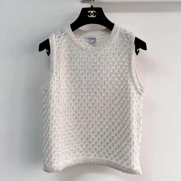 Chanel 2026 Knit Tank Top Off-white Wool 166807