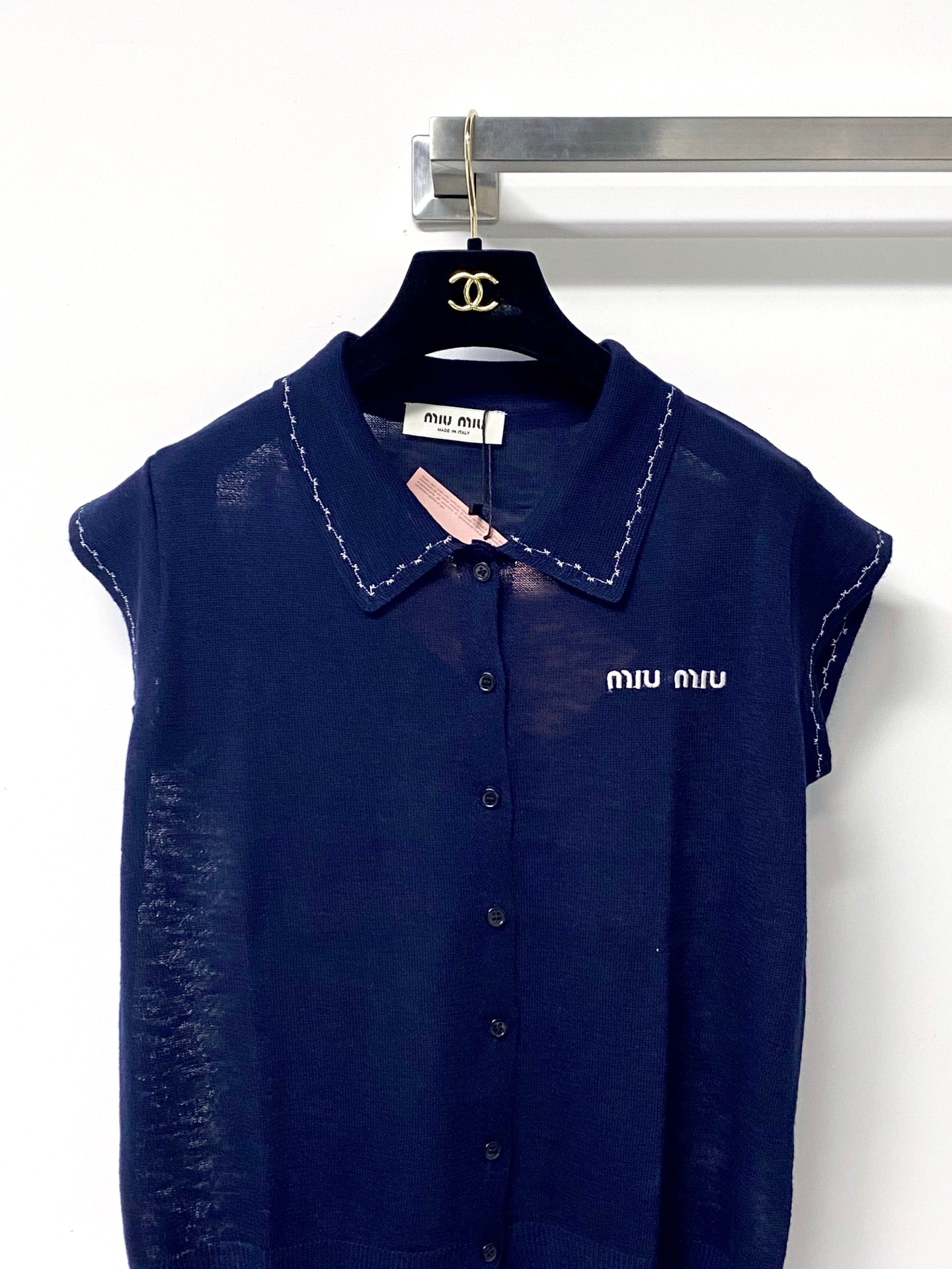 Miu 26s Sleeveless Knit Polo Top 1168