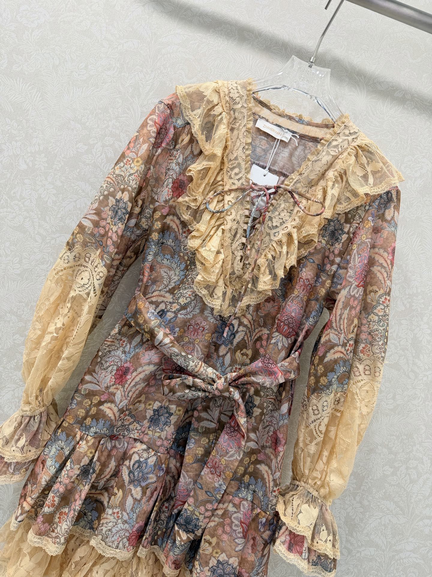 Zimmermann Rebellion Lace-Up Mini Dress Tan Pink Cotton 335958