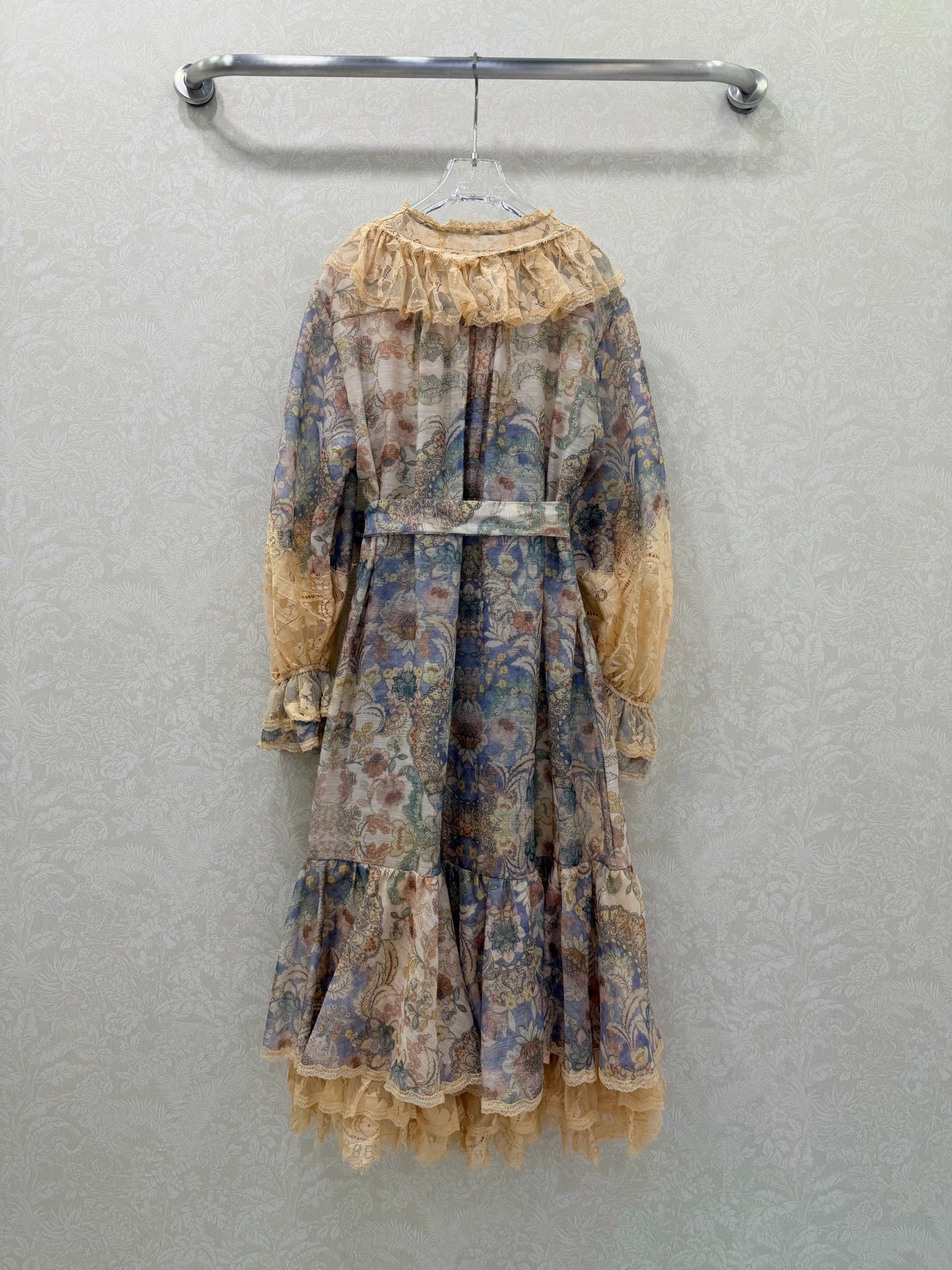 Zimmermann Rebellion Lace-Up Mini Dress Tan Blue Cotton 347313