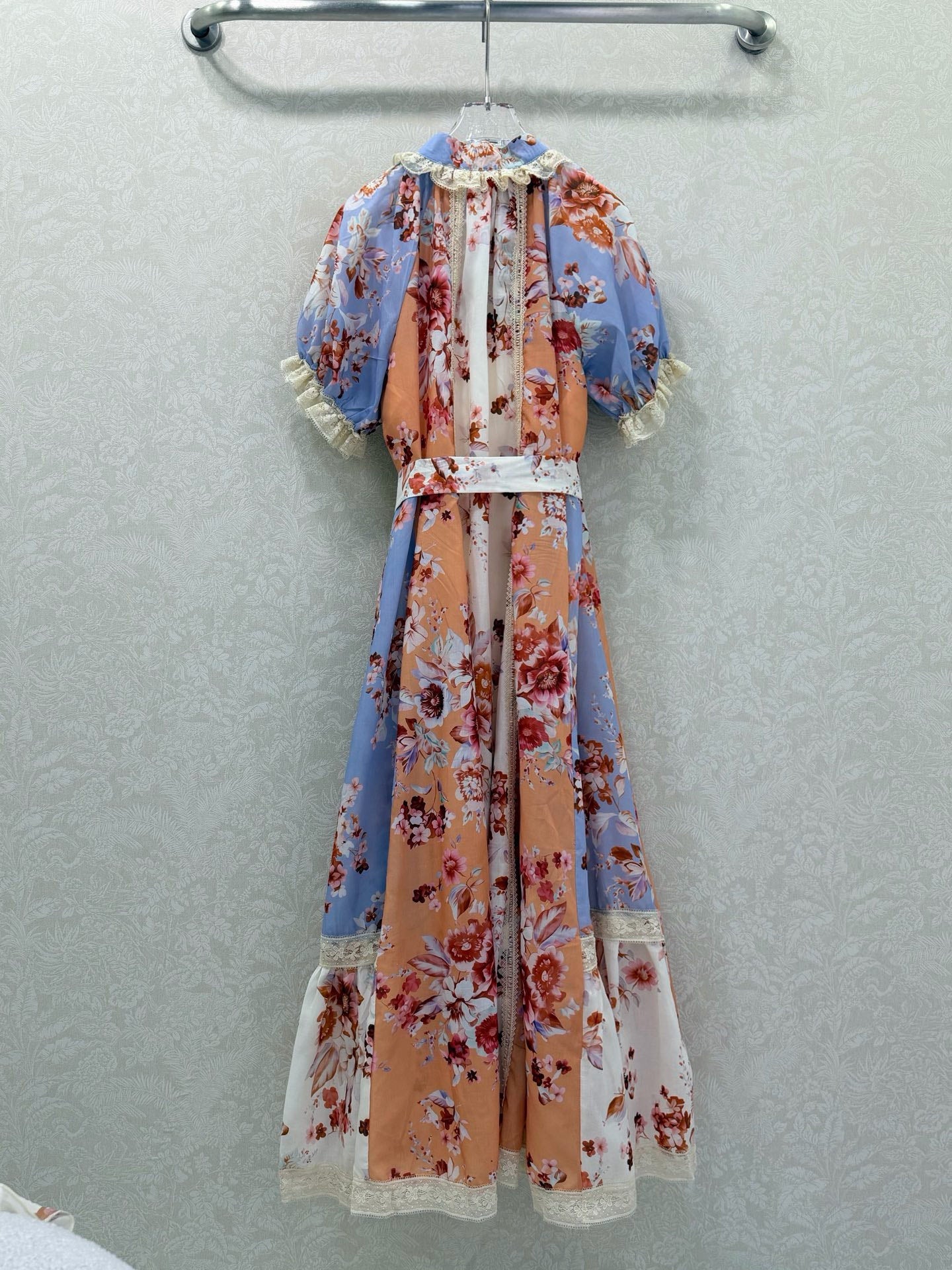 Zimmermann Awaken Lace Trim Dress Spliced Print Cotton 347334
