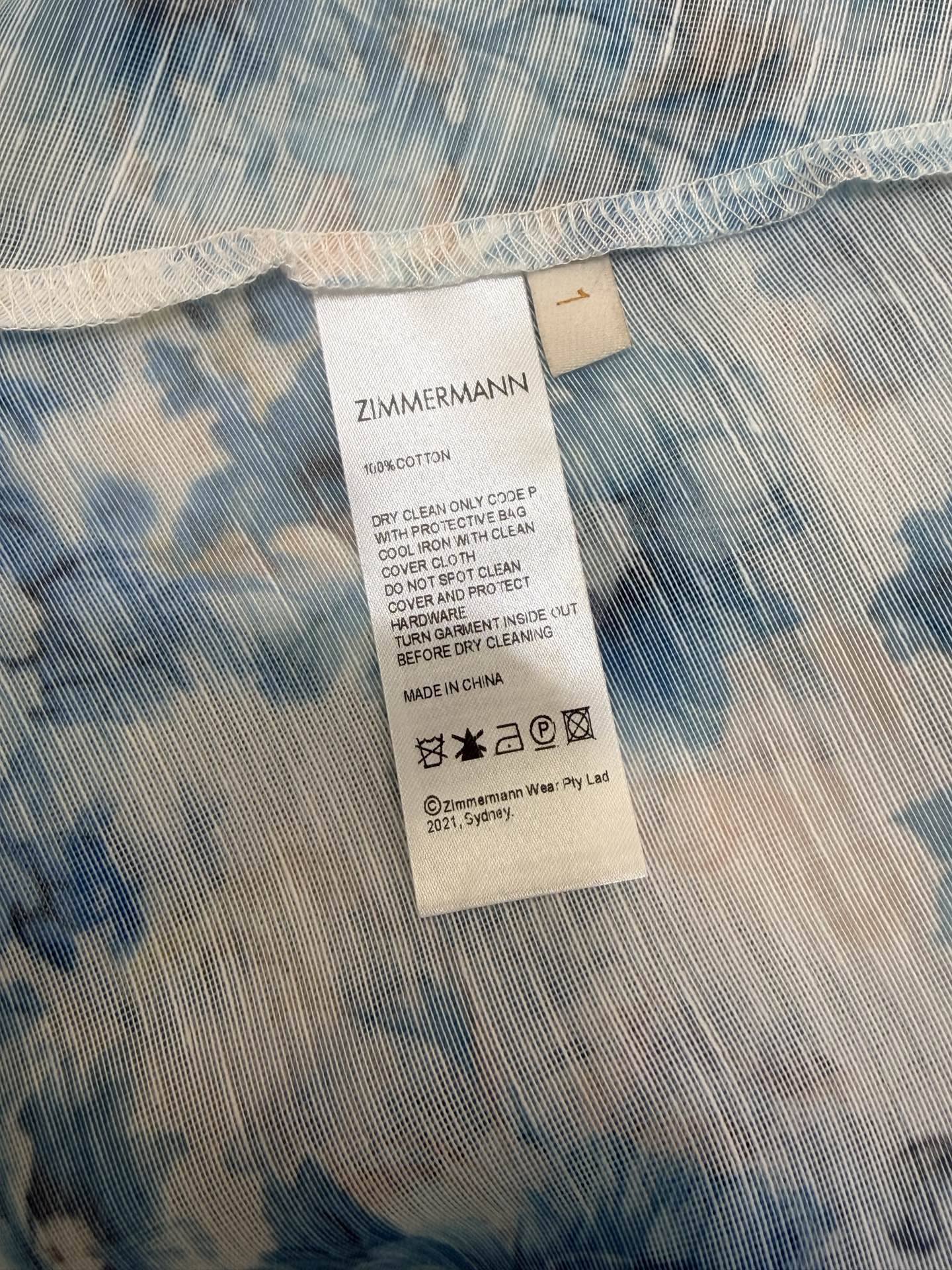 Zimmermann Alisa Dress Blue Floral Cotton 347322