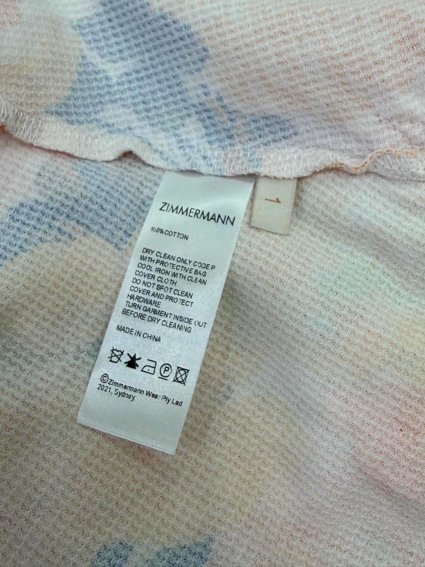 Zimmermann Stardust Mini Dress Blue Floral Cotton 339889