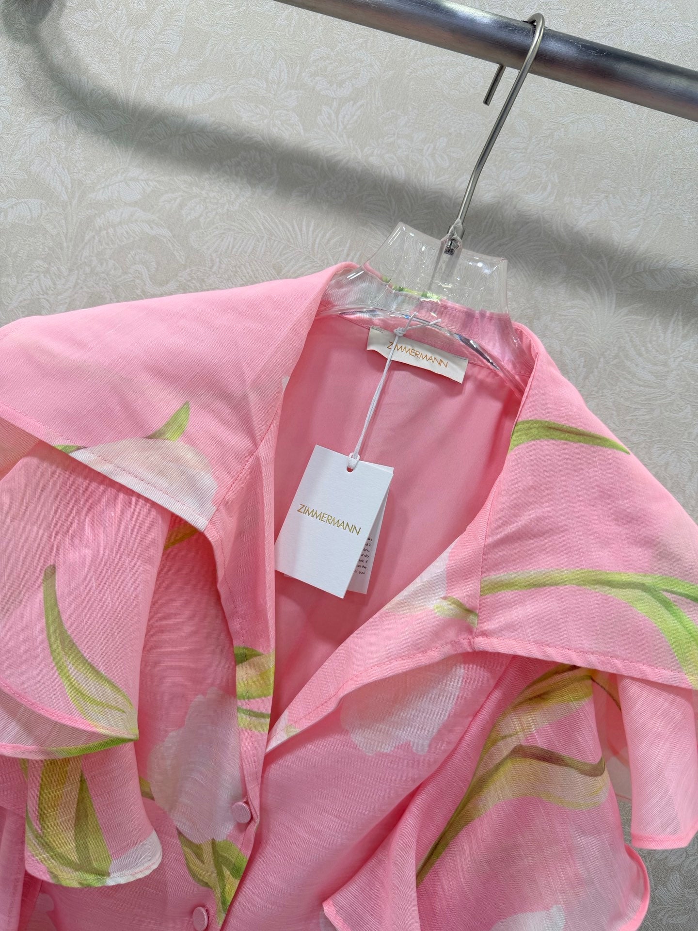 Zimmermann Isla Short Dress Pink Floral Pattern Cotton 347302