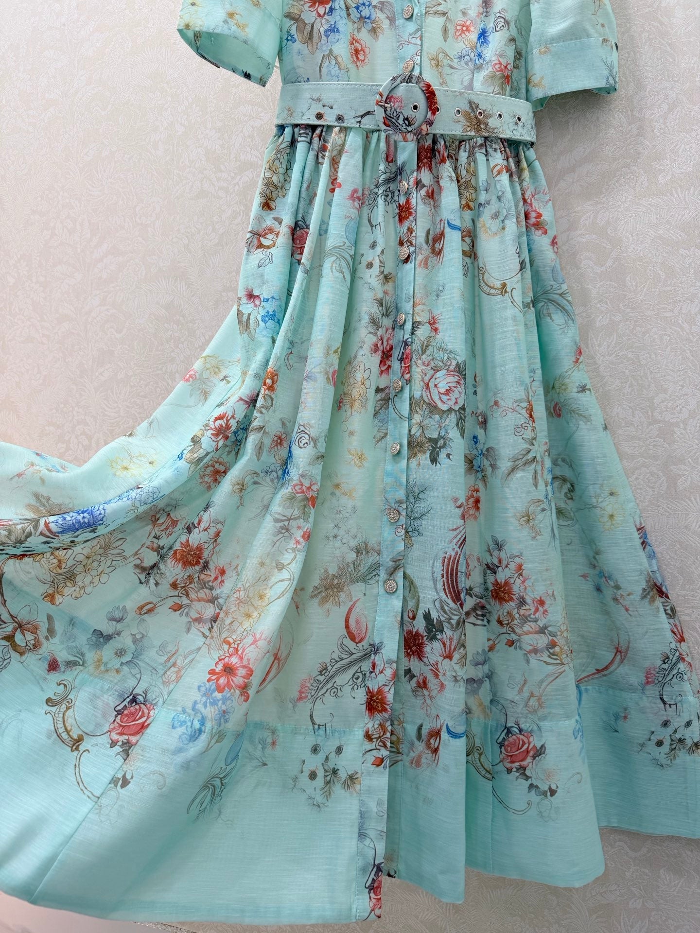 Zimmermann Jude Floral-Print Mini Dress Aqua Gradient Floral Cotton 347294
