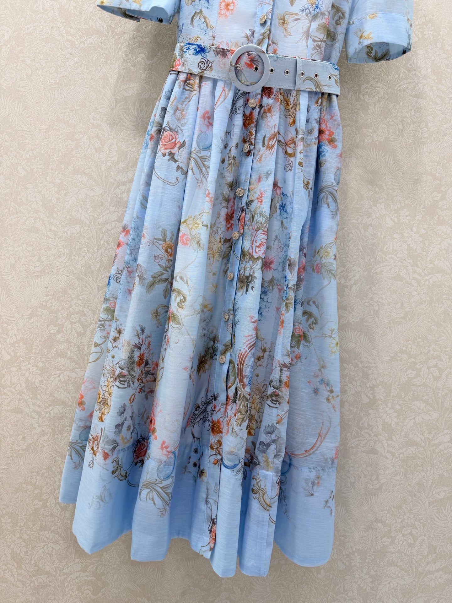 Zimmermann Jude Floral-Print Mini Dress Light Blue Floral Cotton 347293