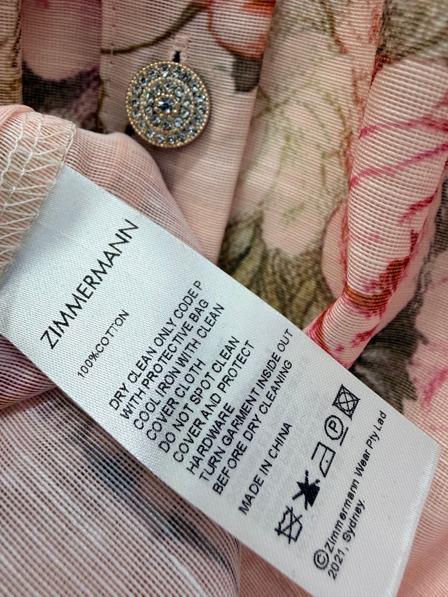 Zimmermann Jude Floral-Print Mini Dress Light Pink Floral Cotton 347292