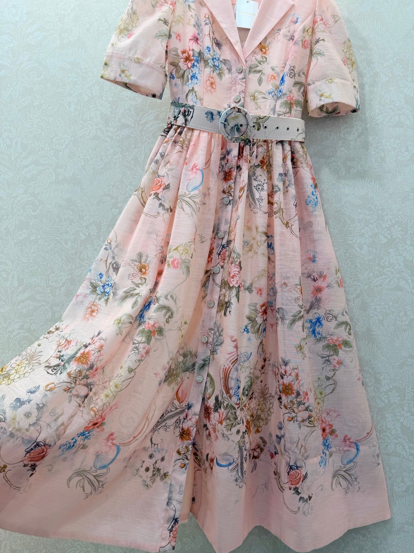 Zimmermann Jude Floral-Print Mini Dress Light Pink Floral Cotton 347292