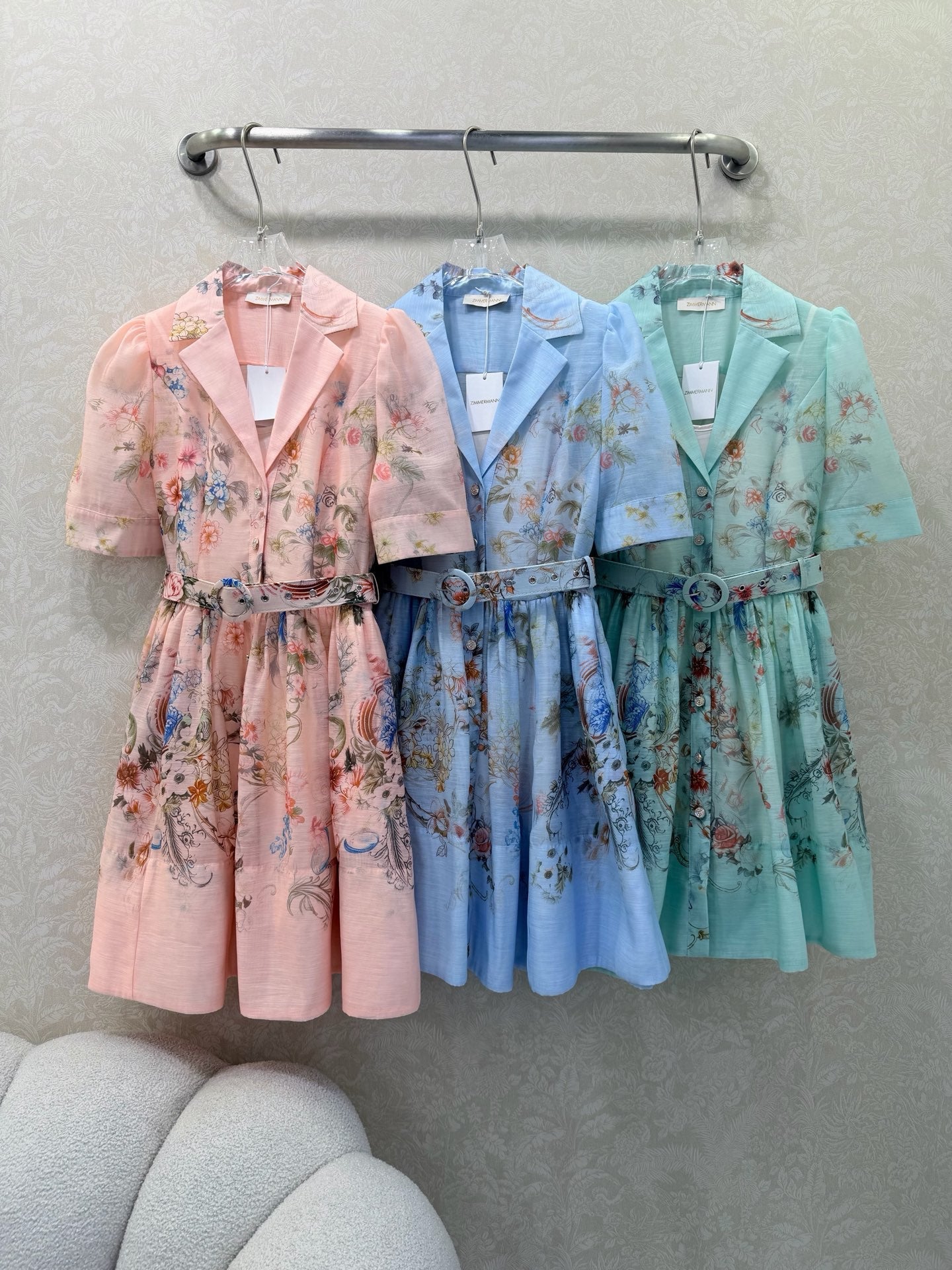 Zimmermann Floral Print Shirt Dress Turquoise Floral Cotton 347290