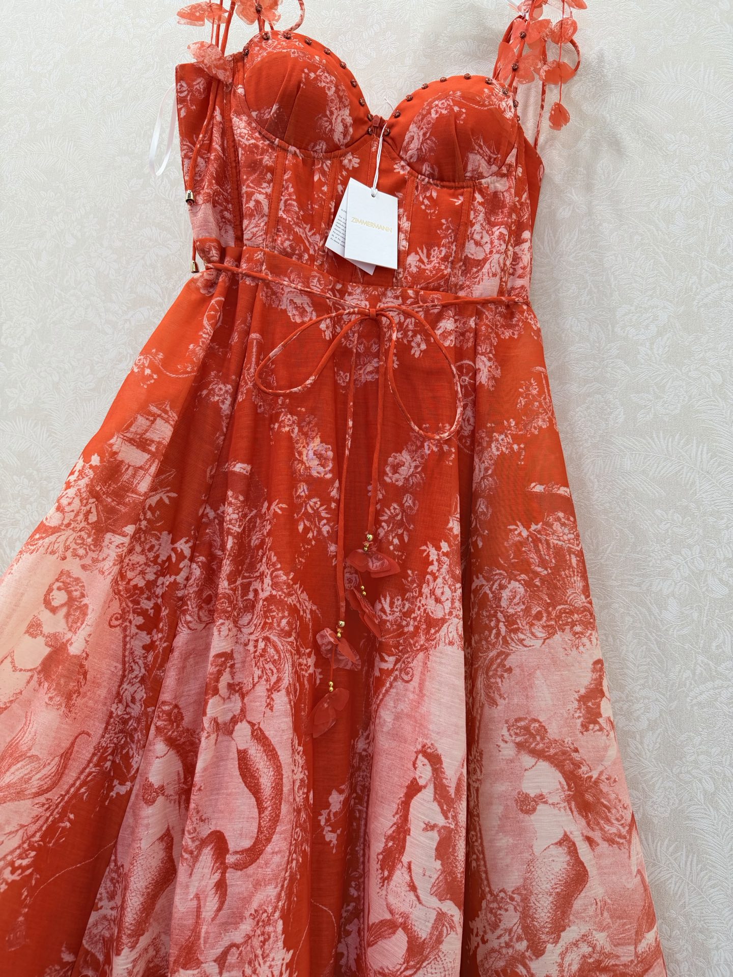 Zimmermann Rebellion Mermaid Picnic Dress Red Cotton 347277